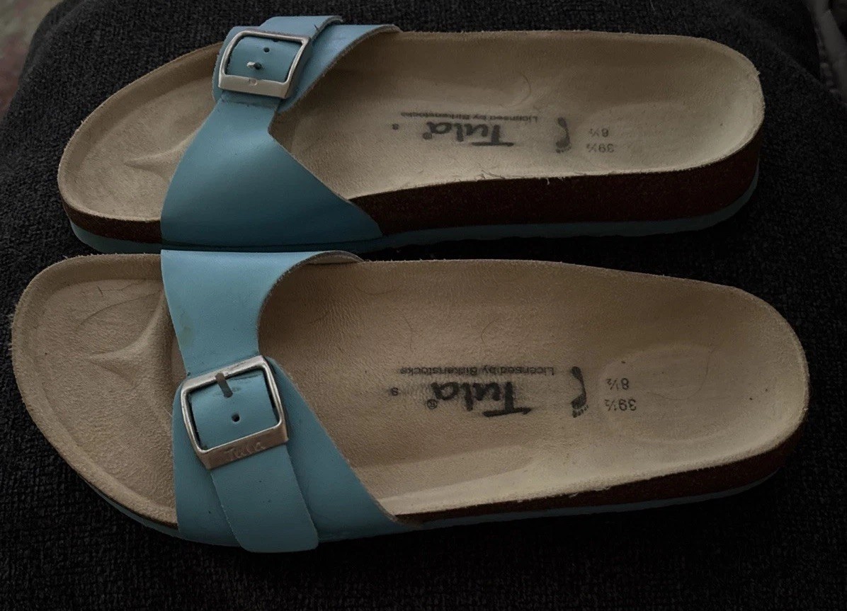 Tula Licensed by Birkenstock Blue Slide Sandals Cork Footbed Womens 39 1/2