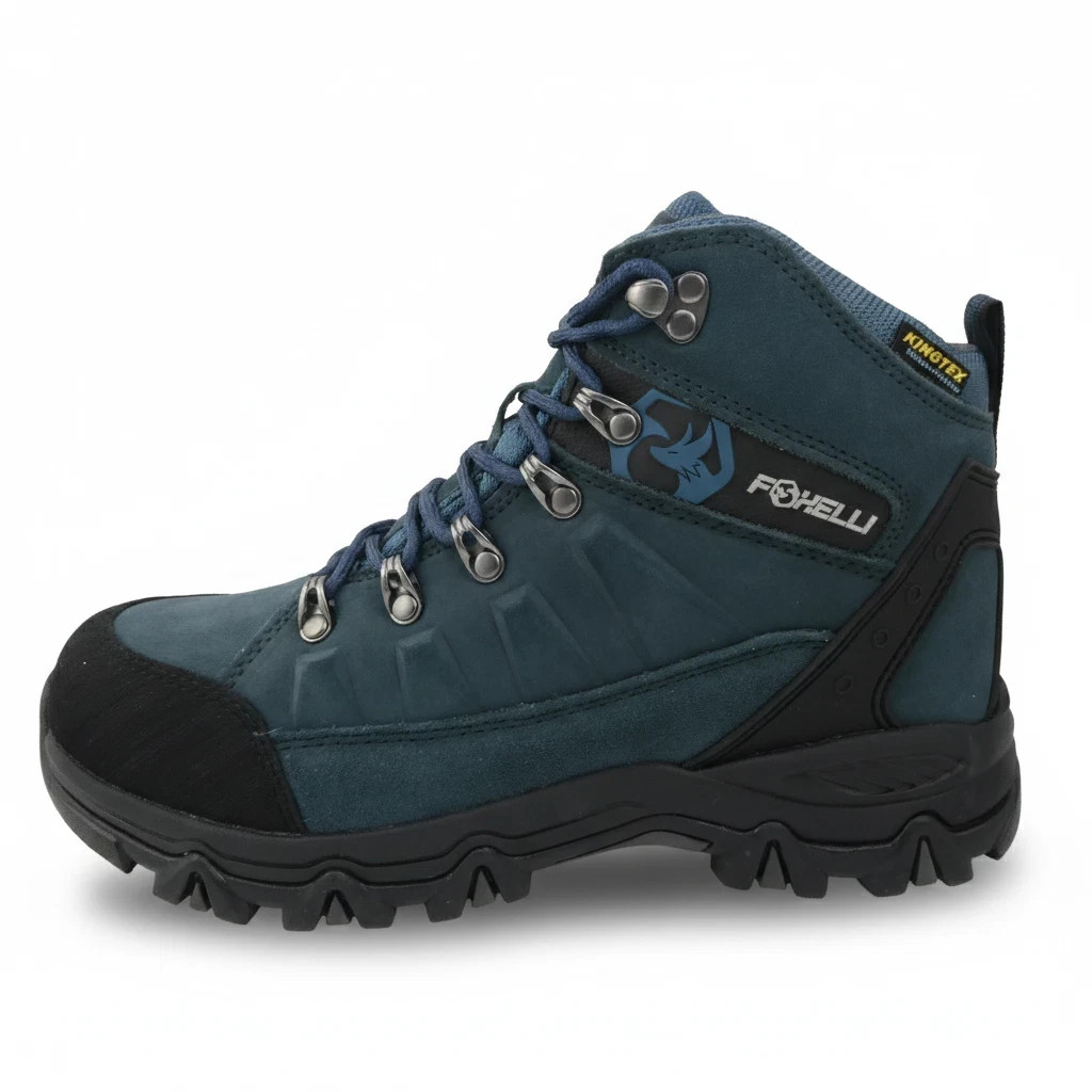 Foxelli Hiking Boots Waterproof Breathable Suede Leather Blue Women’s Size 9.5W