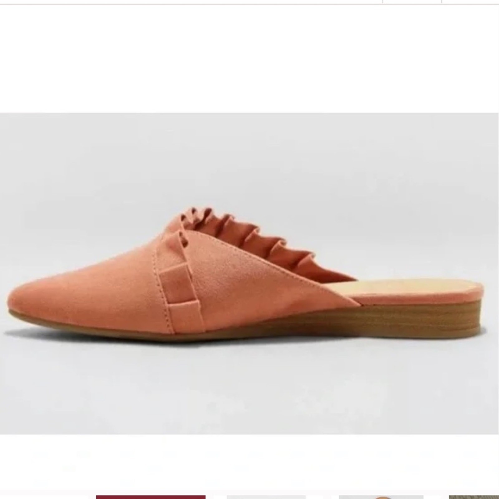 Forest Fairy Suede like Ruffle mules casual flats rust color size 5 NEW slip on