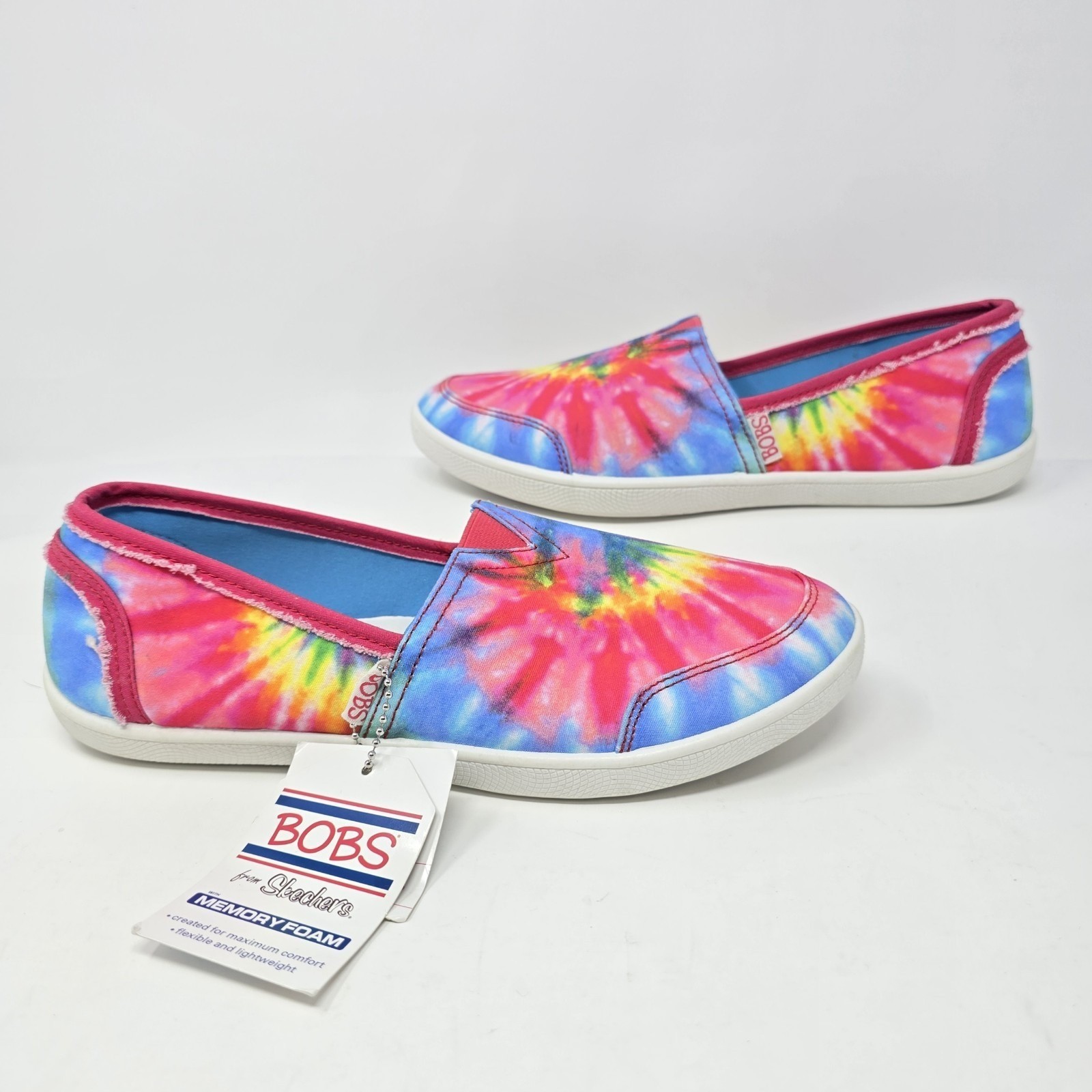 Skechers BOBS Women 8.5 Tie Dye Memory Foam Slip On Shoes Multi Color 113150 MLT