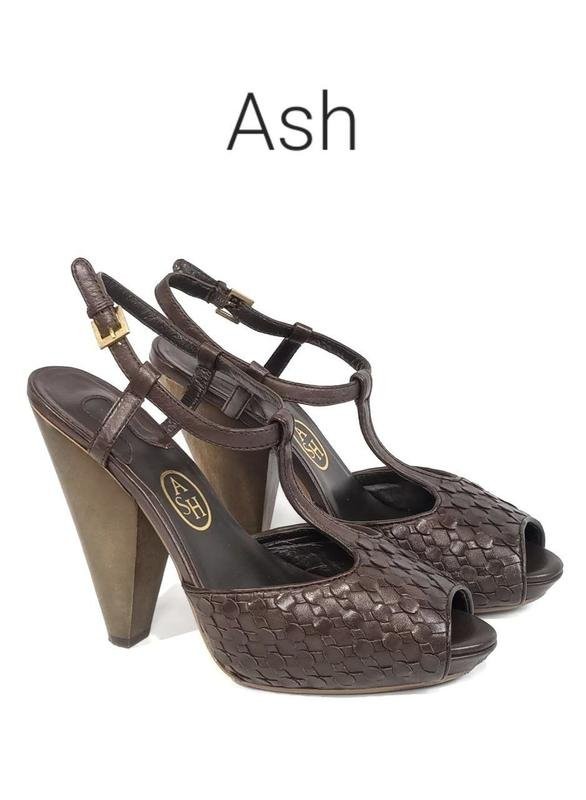 women ash heels brown leather 39 #5A0J