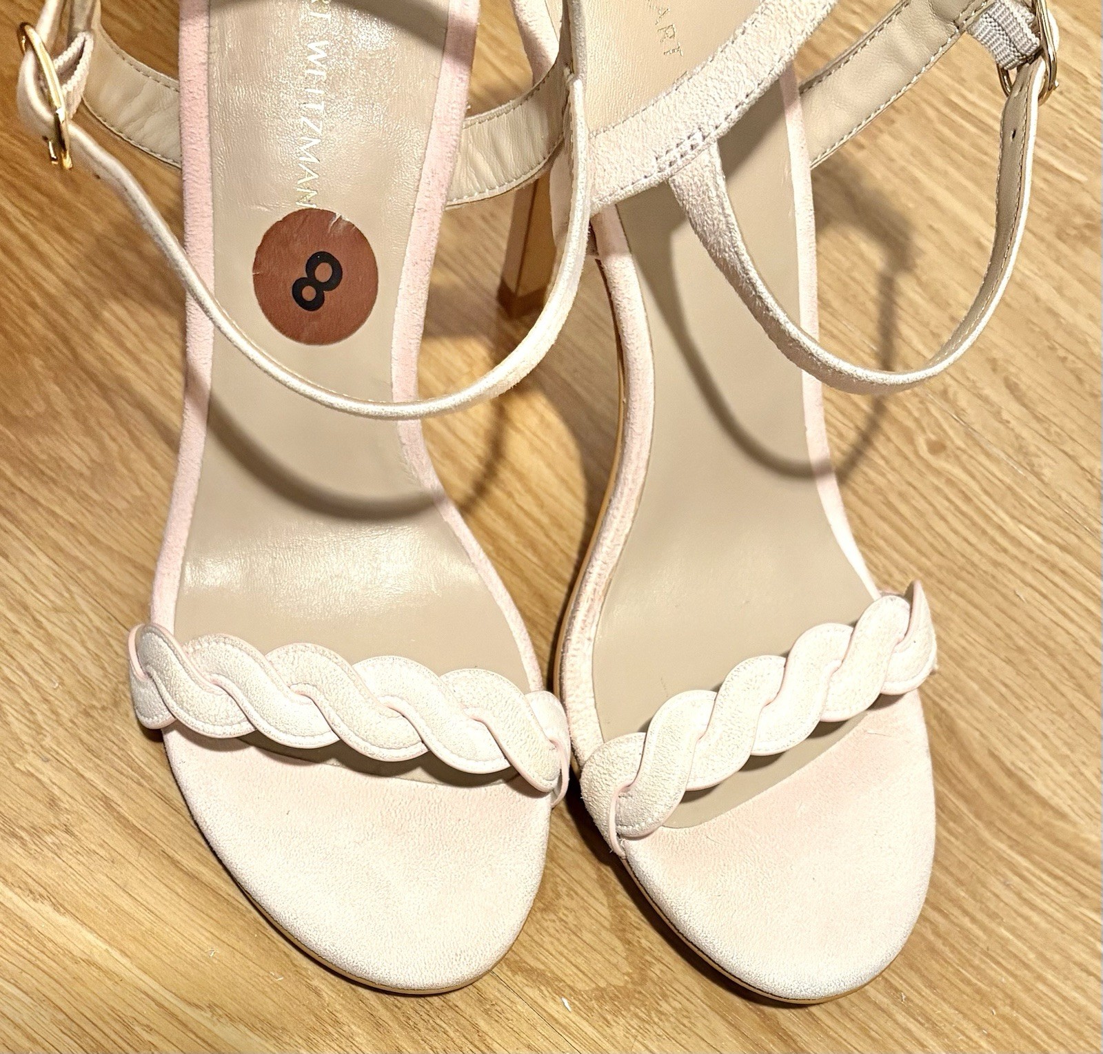 Stuart Weitzman Dancer Twistie 100 Suede Sandal Light Pink Women’s US 8/EU 38.5
