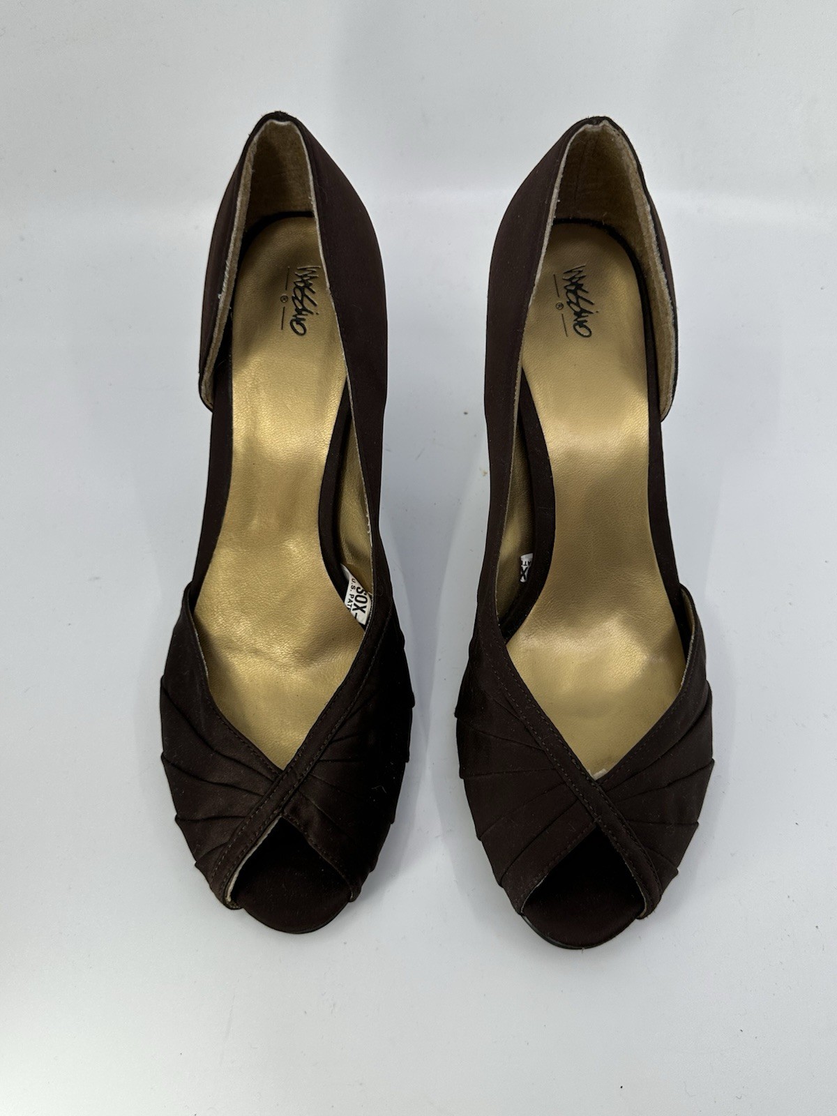 Mossimo Womens Dark Brown Satin Peeptoe Pumps Sz 10 Pre-owned