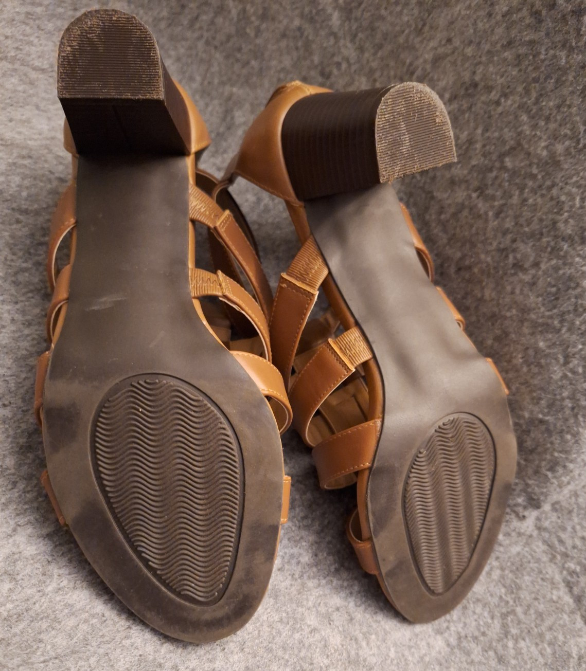 Comfortview Talia Cognac Gladiator Heeled Sandals 7.5 M Back Zip Style 16‑0895‑9