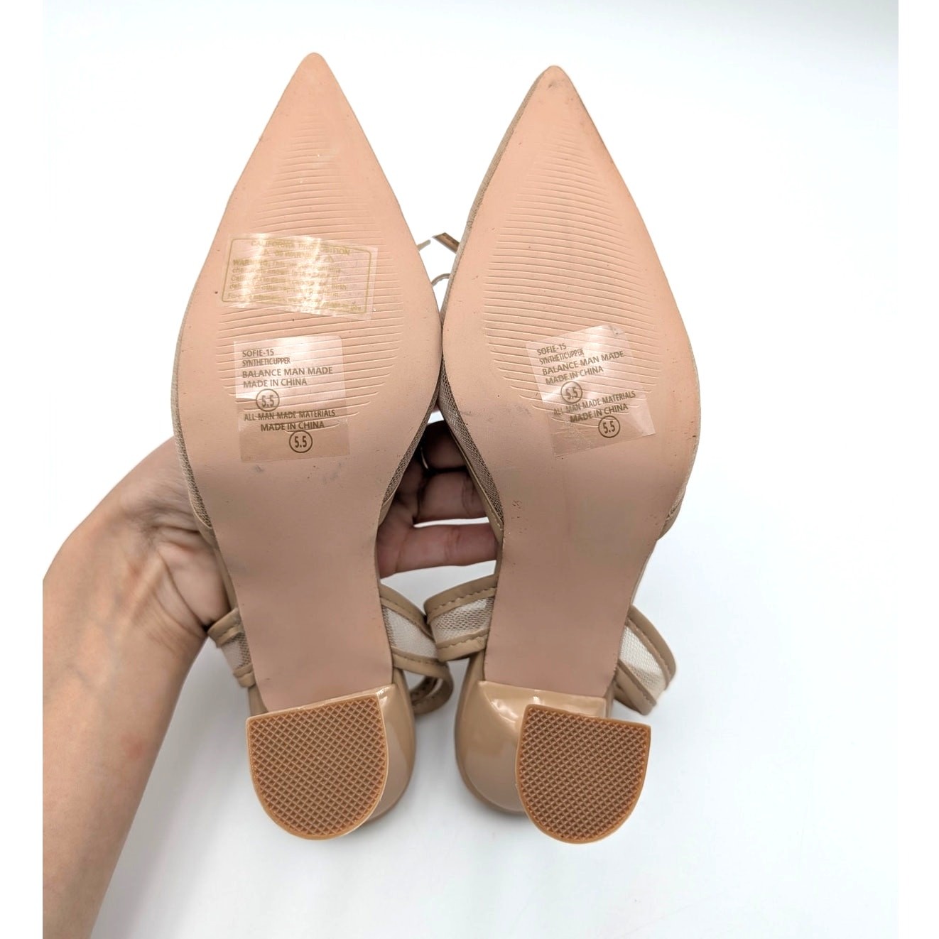 Chase and Chloe Sofie Heel Pump Pointed Toe Women’s Beige Size US5.5 EU35.5