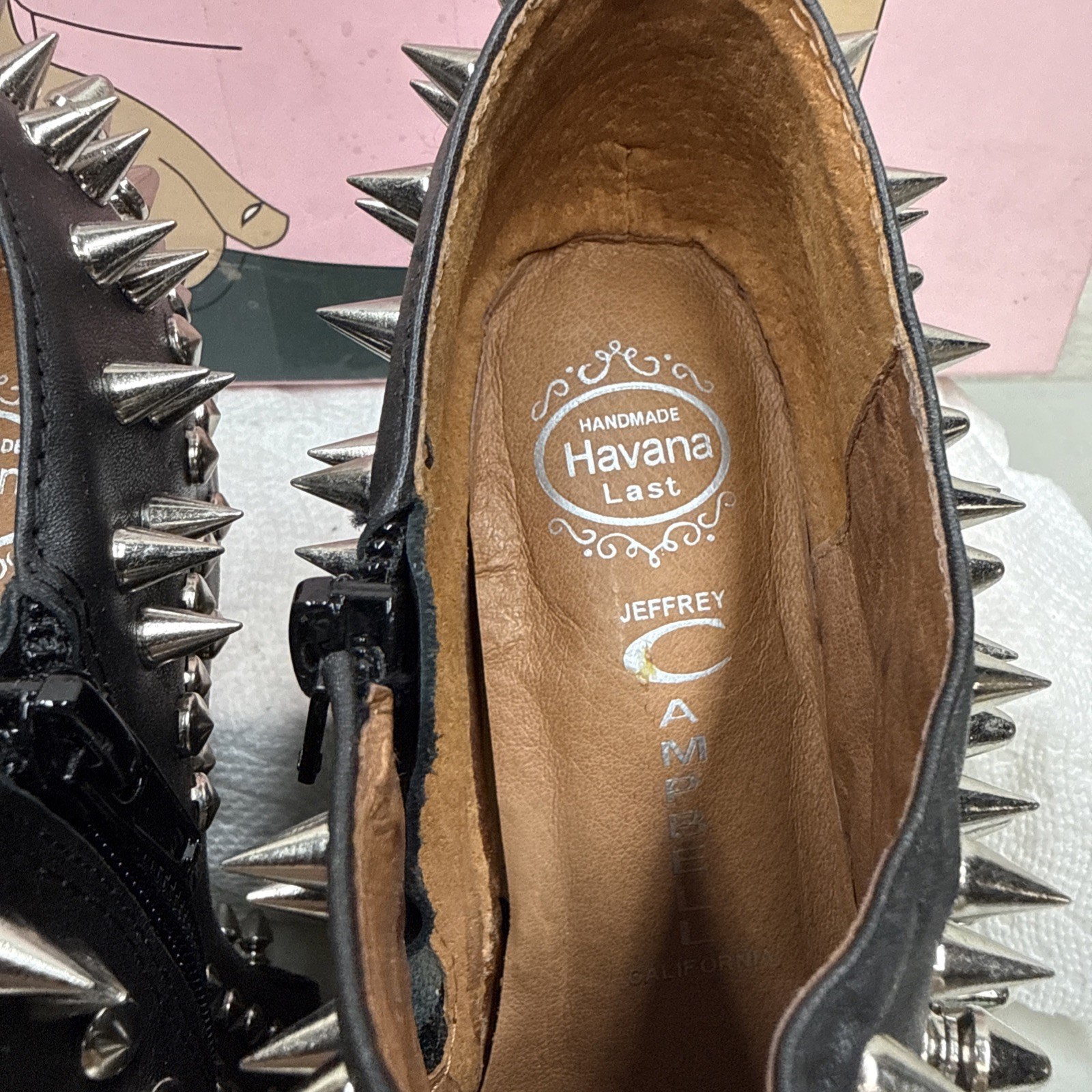 Jeffrey Campbell DustSpike Black Leather Wedge Platform Size 6M