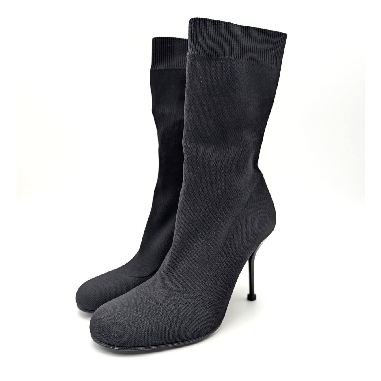 Alexander McQueen Knit Pin Heel Bootie Round Toe Women’s Black Size US7 EU37.5