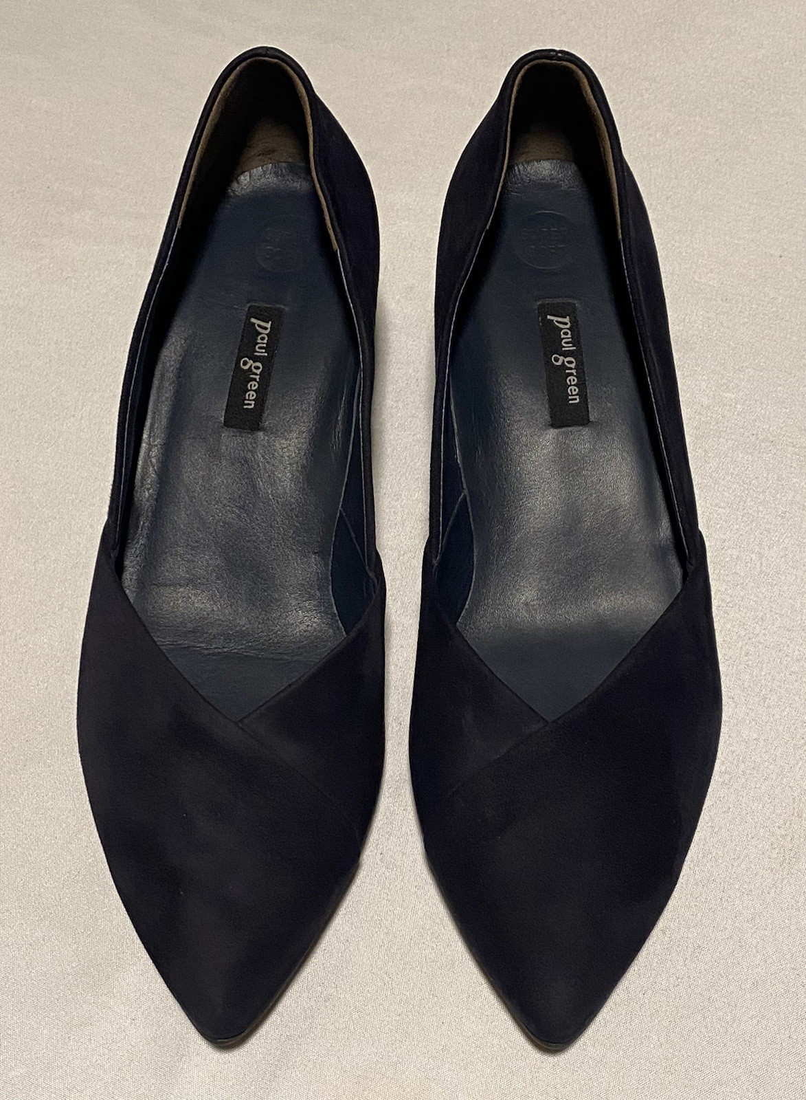 Paul Green Suede Navy Pointed Pumps BlockHeel Women Shoes UK6/US8.5 Made Austria