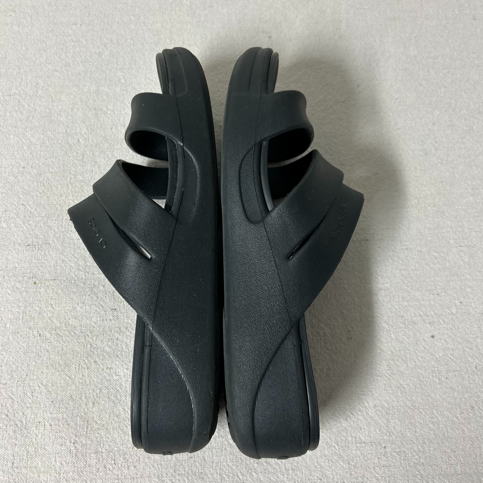 Crocs Getaway Strappy Sandals Women’s 11 Black Platform Wedge Slide Dual Comfort