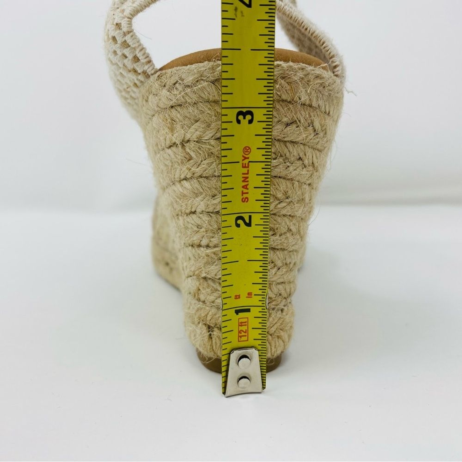 PASEART 41 / 9.5 Peep Toe Taupe Suede Espadrille Scallop Boho Wedge Sandal Spain