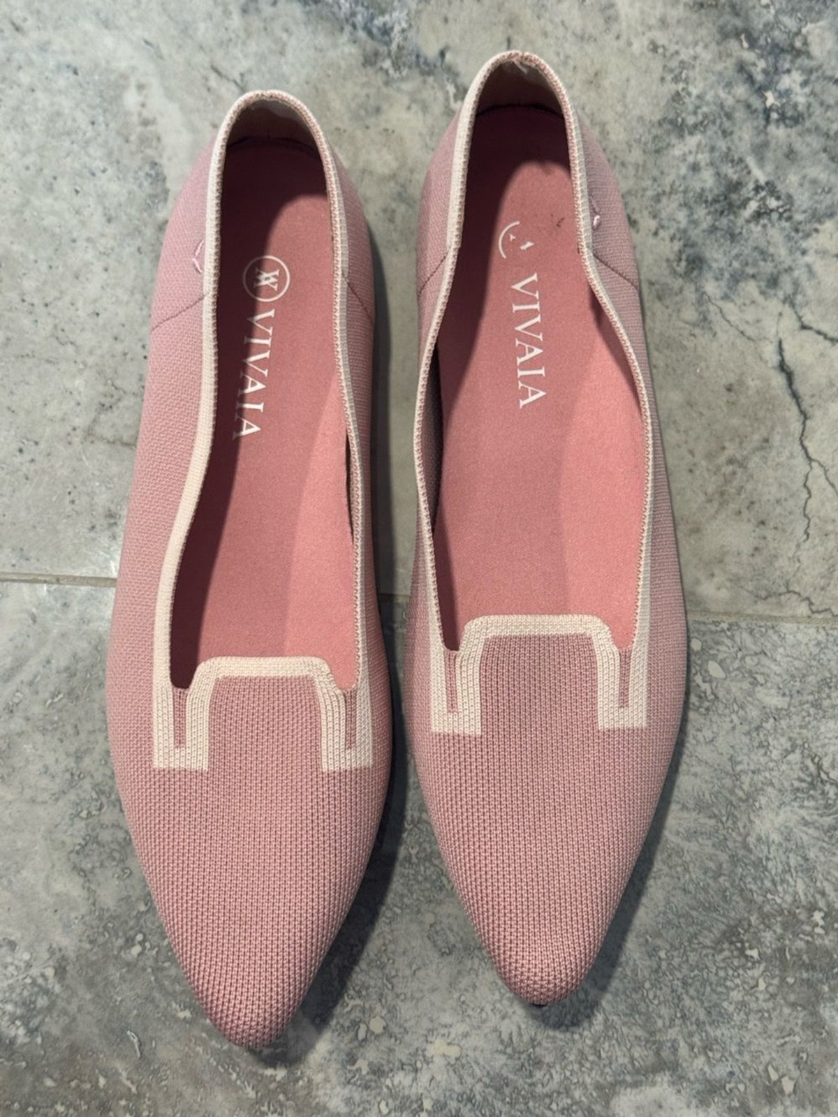 Vivaia Women’s Blush Pink Knit Pointed Toe Flats