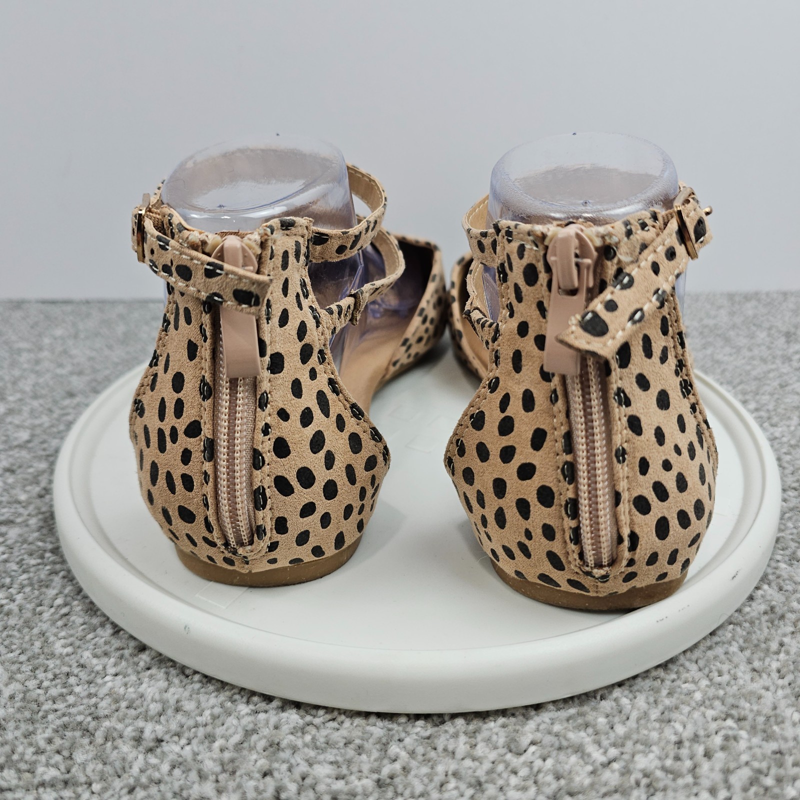 Torrid Ankle Strap D’Orsay Flats Shoes Tan Black Cheetah Spot Animal Womens 8.5