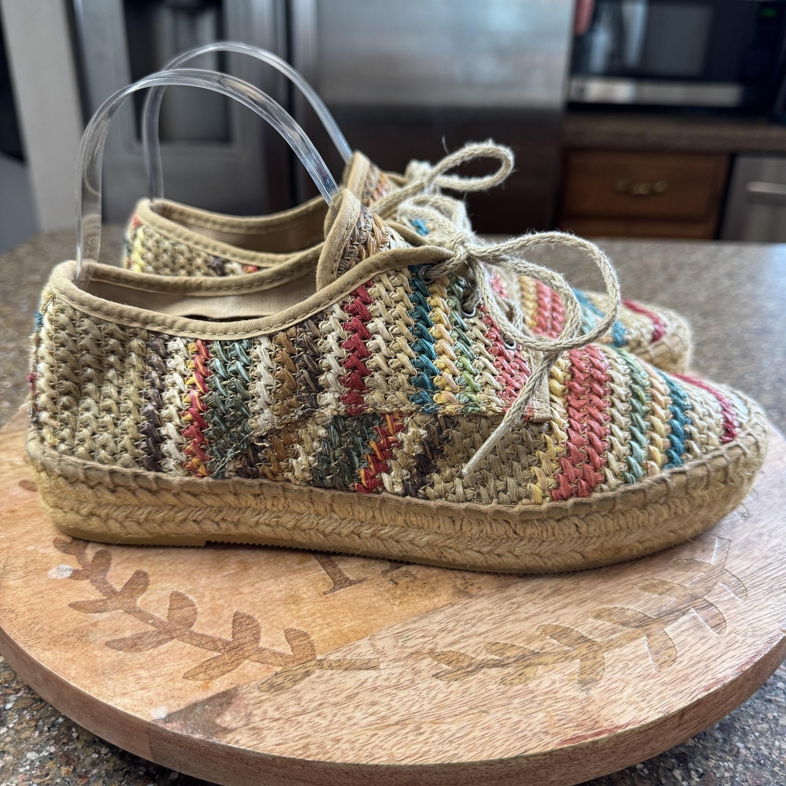 Jeffrey Campbell Womens Espadrille Oxford 40 Multi Woven Raffia Lace Up Boho
