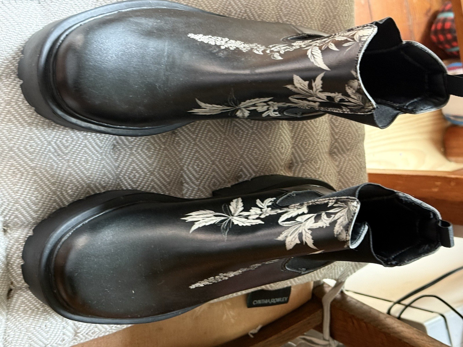 Rogue + Wolf Platform Boots Black White Floral Goth Sz Men’s: 6.5 Women’s 8W