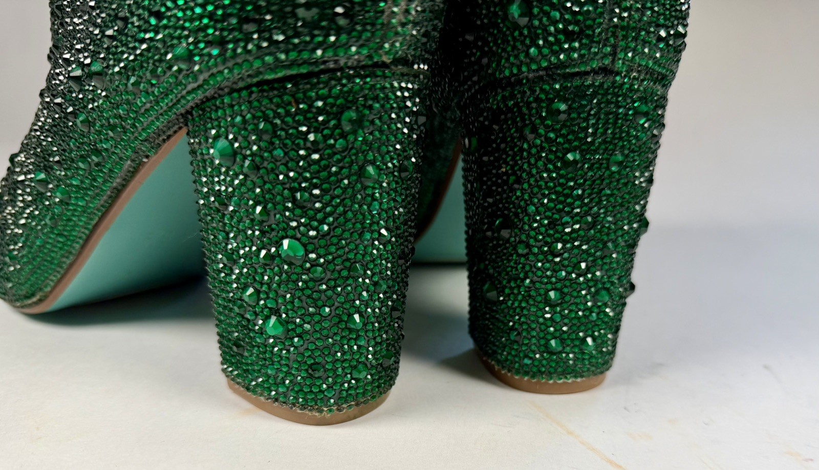 Betsey Johnson Emerald Green Cady Rhinestone Boots Women’s US 8.5 No Box