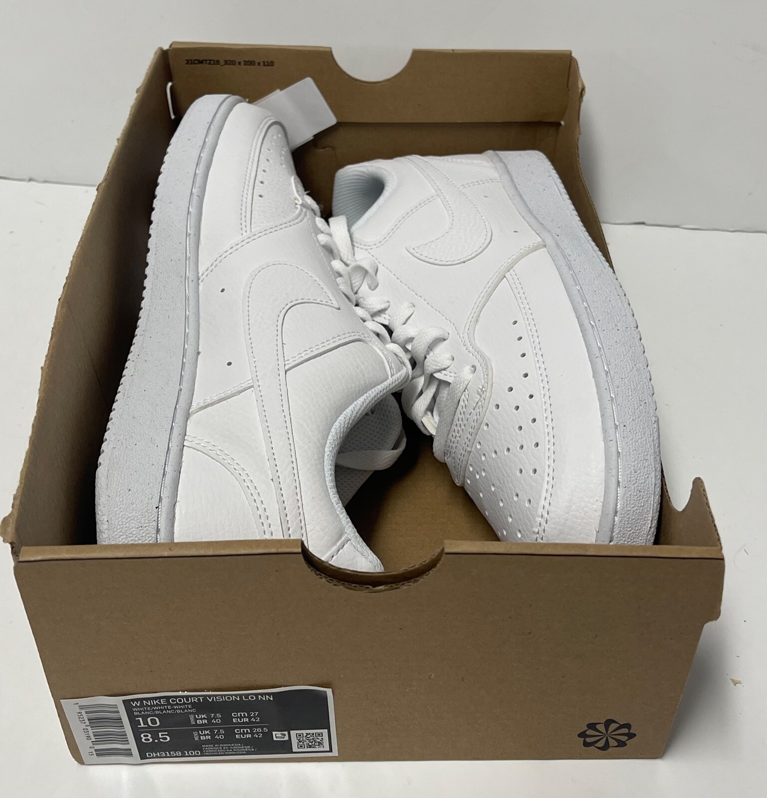 NIKE WOMEN COURT VISION LOW NN DH 3158 100 WHITE SIZE 10