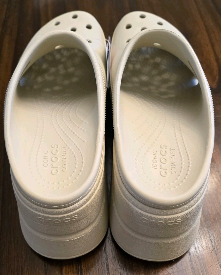Crocs Siren Heeled Clog Bone Mules Size Womens 11 Mens 9 Platform Heel Sandals