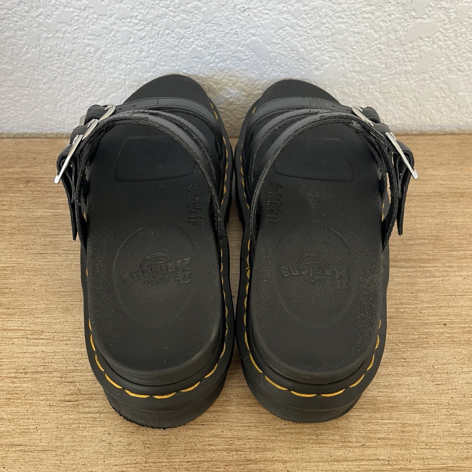 Dr. Martens Blaire Slide Sandals Black Leather Platform Buckle US 7 UK 5 Docs 38