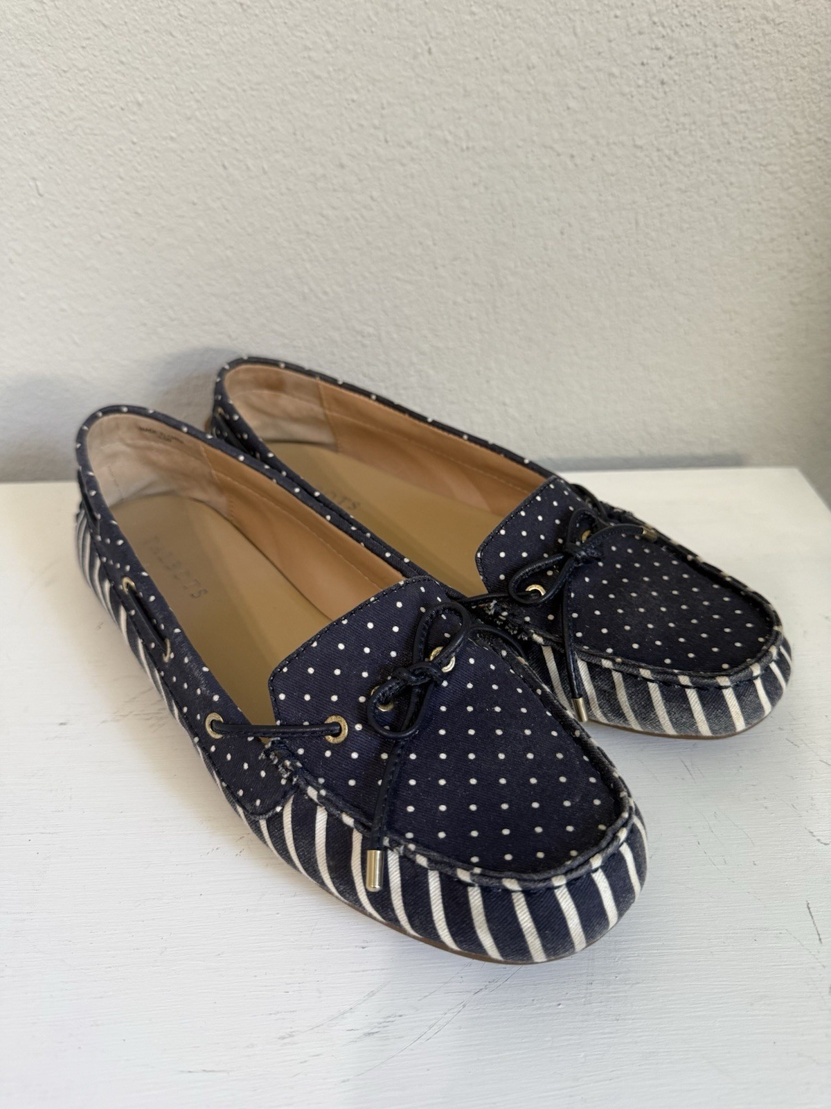 Talbots Moccasins Women’s Casual Drive Flats Slip-Ons Blue/White US Size 9.5