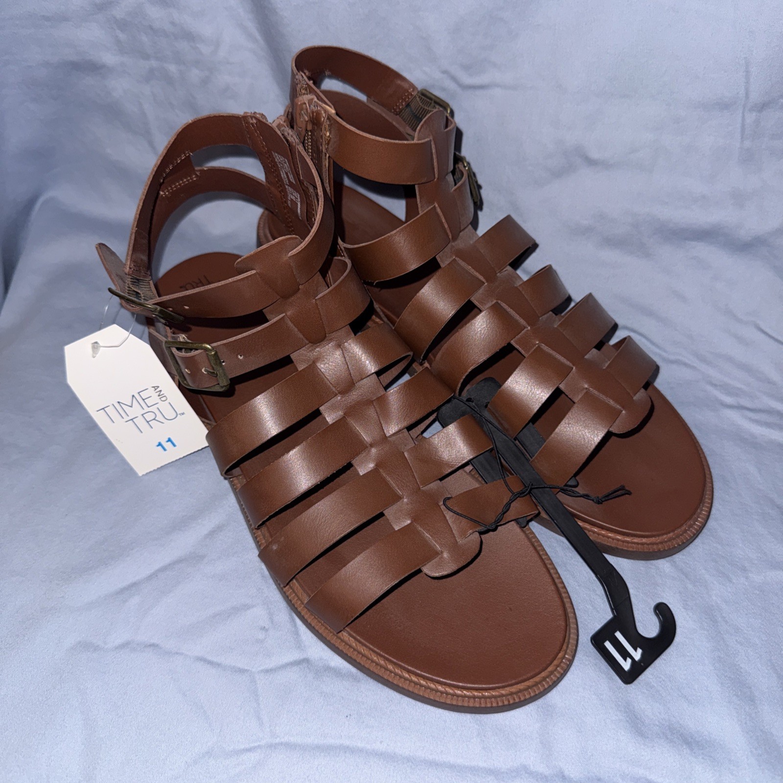 Time And Tru leather strappy sandals with adjustable buckle
