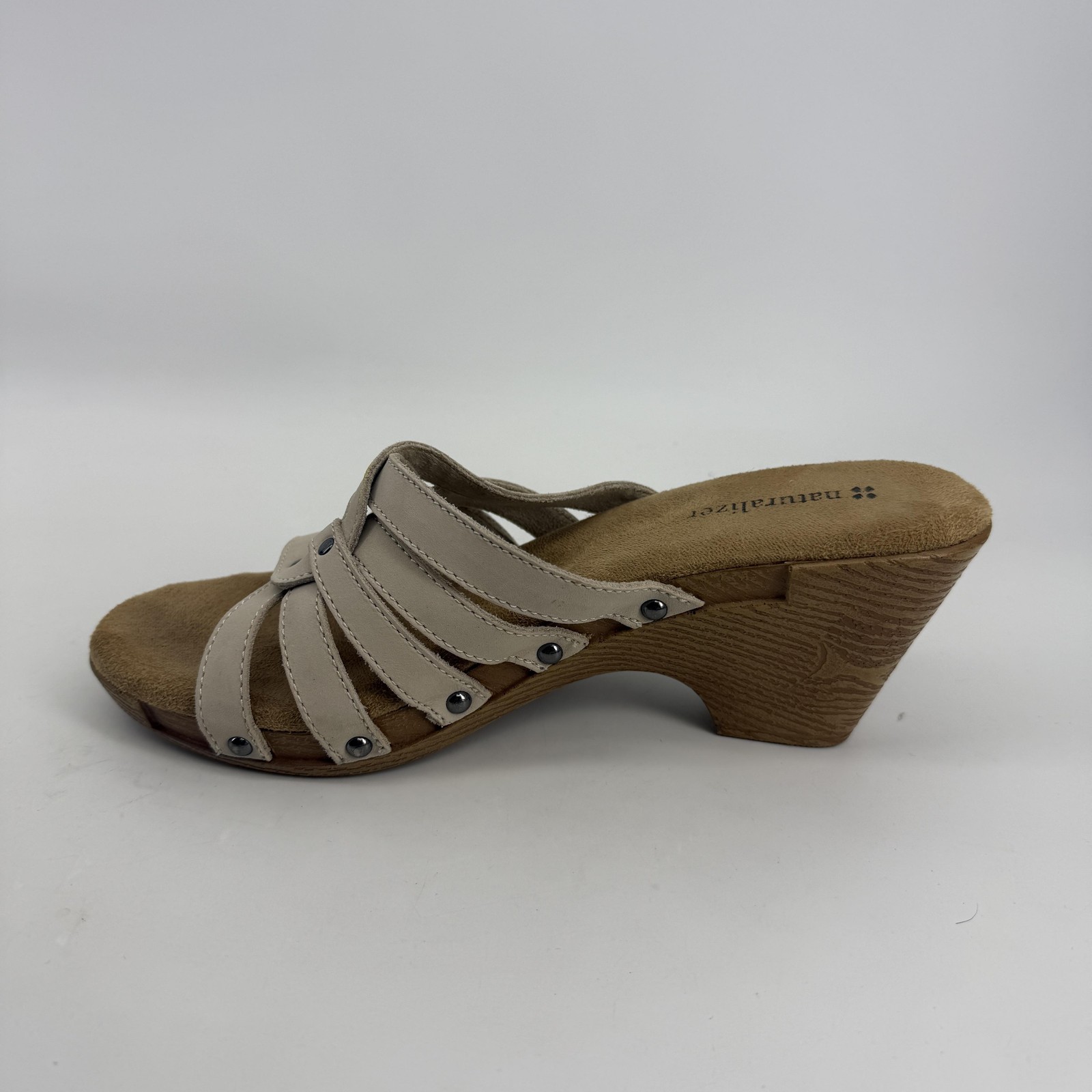 Naturalizer Captain-Rice Sandals Womens Size 9M Tan Nubuck Slide Wedge Comfort