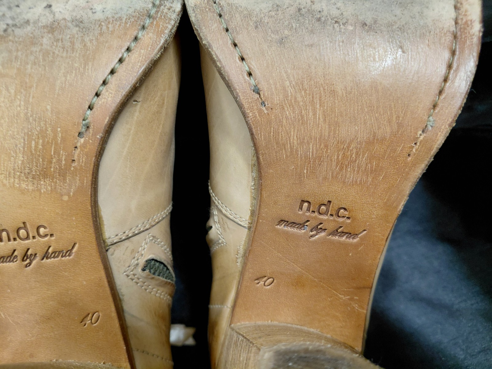 N.D.C. Made By Hand Women Ankle Boots Light Brown Leather Made In Spain Size 40