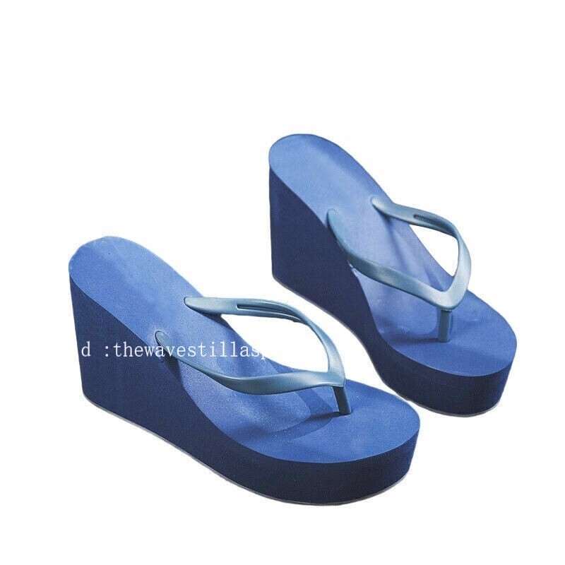Womens Wedges Flip Flops Summer High Heels Sandals Platform Slippers Solid Shoes