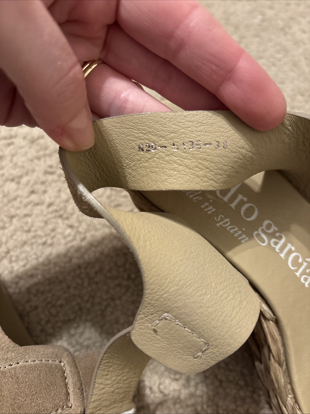Pedro Garcia Brown Suede Cork Platform Slingback Wedge Sz 38