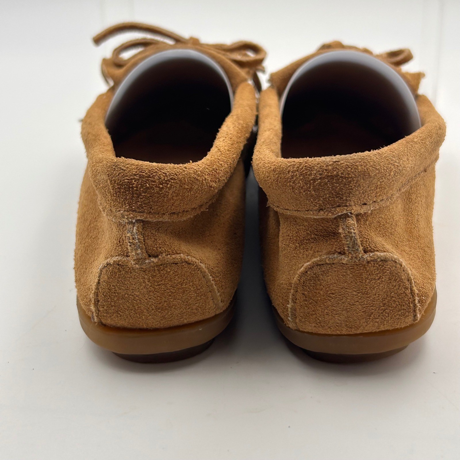 Minnetonka Kilty Moccasin Women 7 Tan Suede Fringe Flat 407T Boho Western Indie
