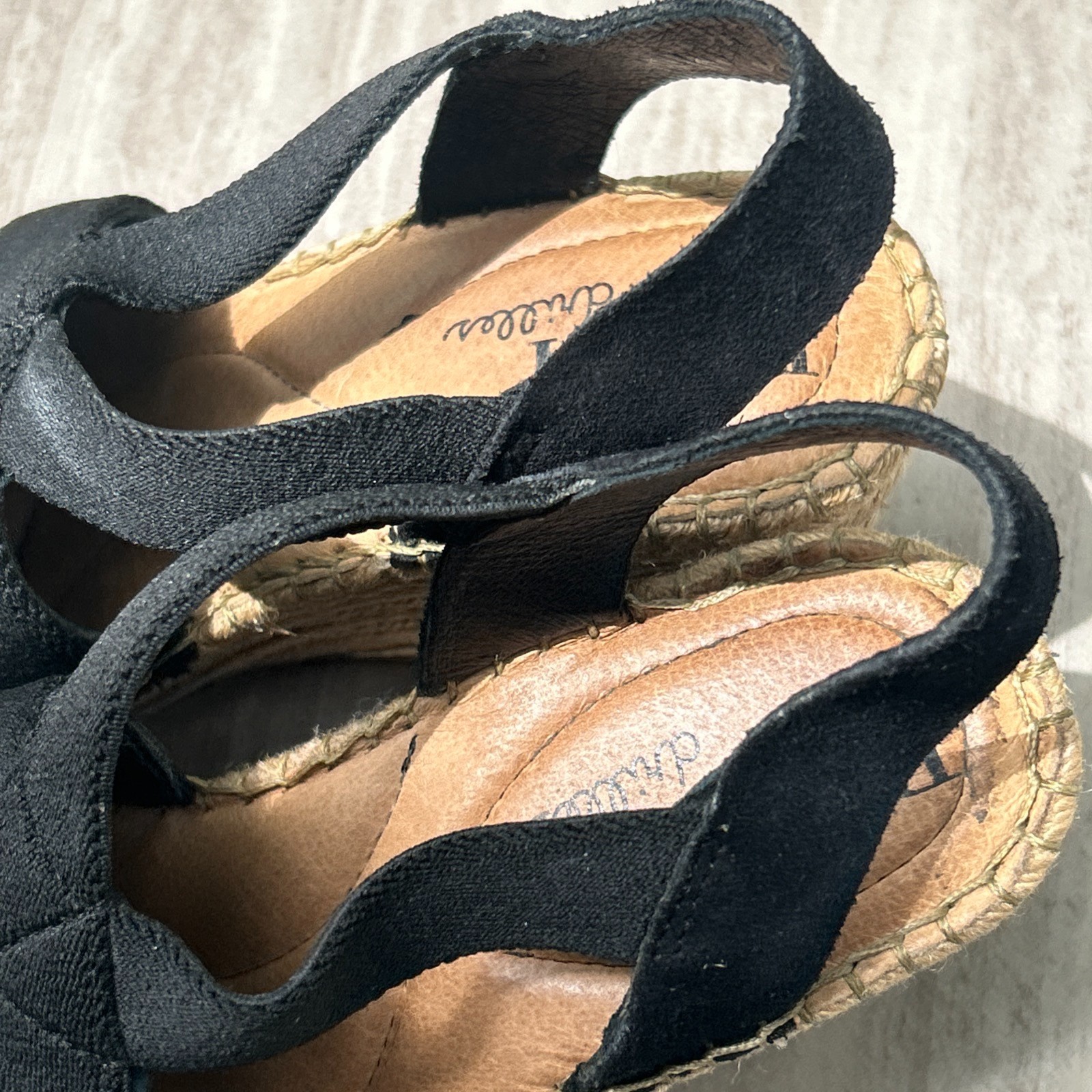 BORN Black Suede Espadrille Wedge Platform Sandals Women’s Size 5 Vacation
