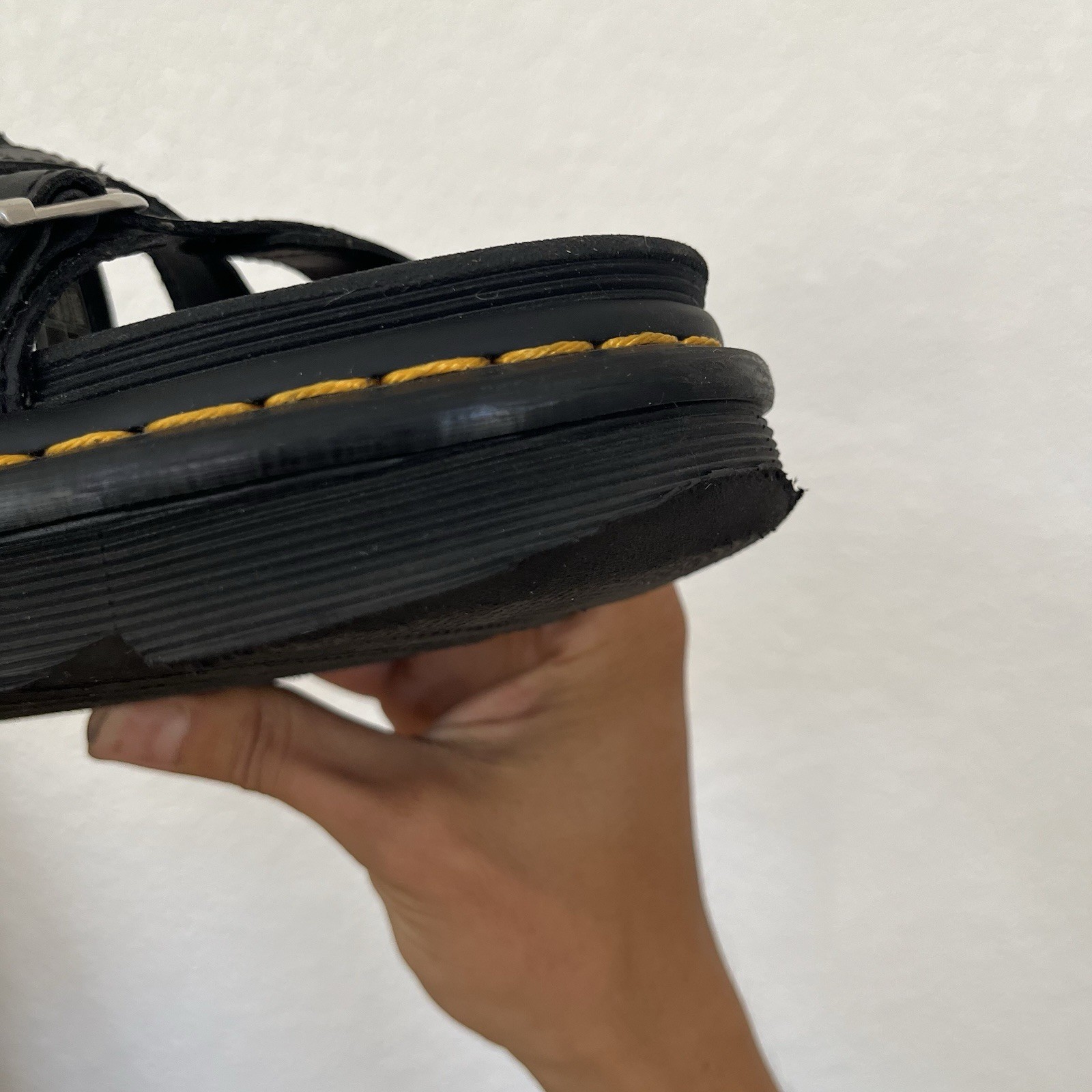 Dr. Martens Blaire Slide Sandals Black Leather Platform Buckle US 7 UK 5 Docs 38
