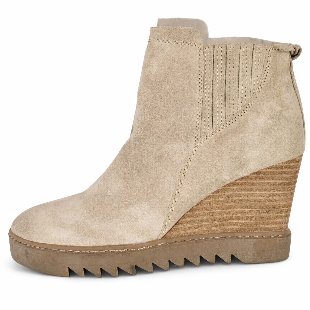 Sofft Taupe Brown Gray Suede Ankle Wedge Boots Shoes Womens Size US 9.5 M