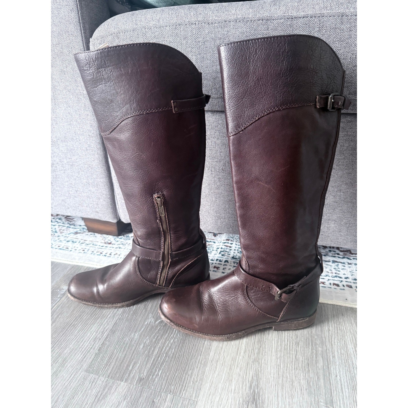 FRYE dark brown 100% leather knee high Phillip equestrian riding boots sz 10 B