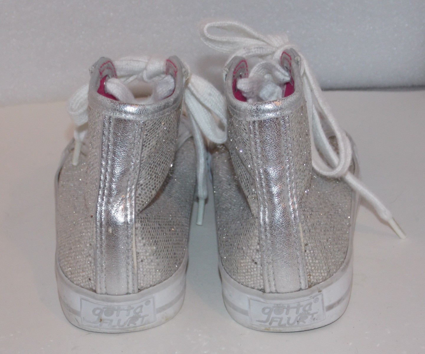 GOTTA FLURT High Top Girls 1M HIP HOP SILVER SEQUINS DANCE SNEAKERS #CA-HIDISCO
