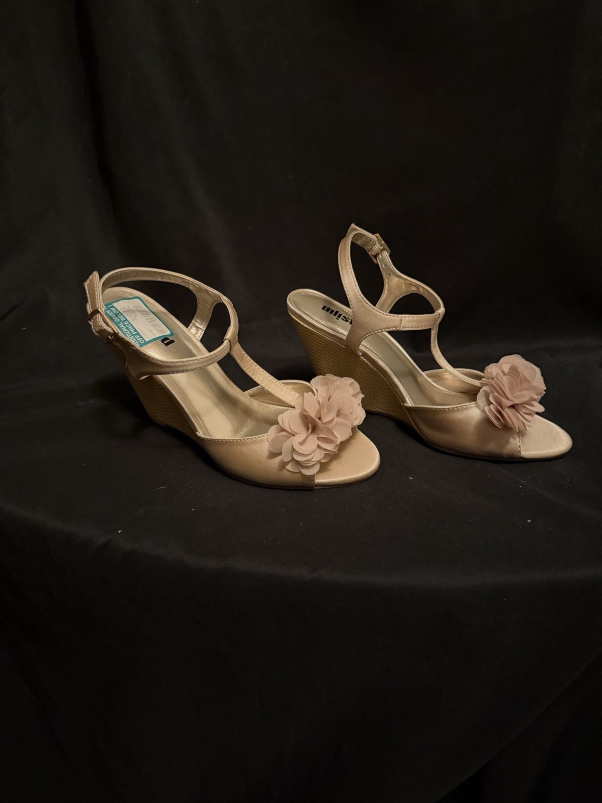 Unlisted Women’s Wedge – Size 6 1/2 – Champagne Metallic Strappy Heels