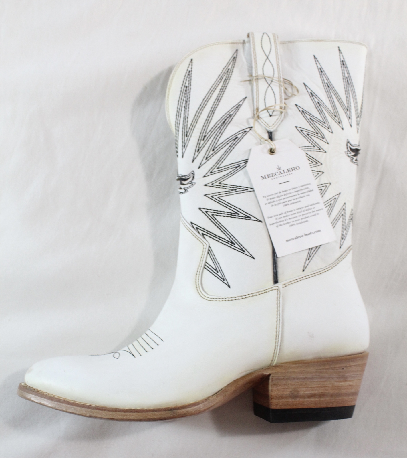 MEZCALERO – NWT $599 WHITE LEATHER «MEZCAL» WESTERN BOOTS (COWBOY CARTER!!!) 40