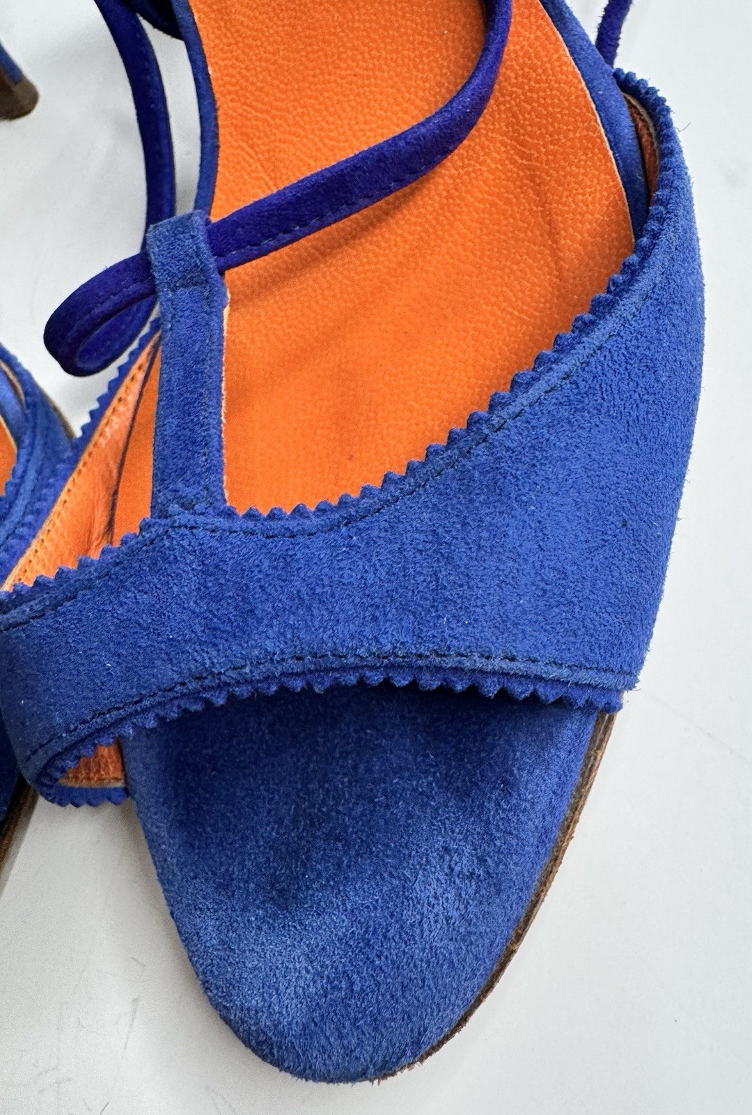 Hermes Sandals Blue Suede Heels Women’s Size 36 USA 6 Used Made In Italy