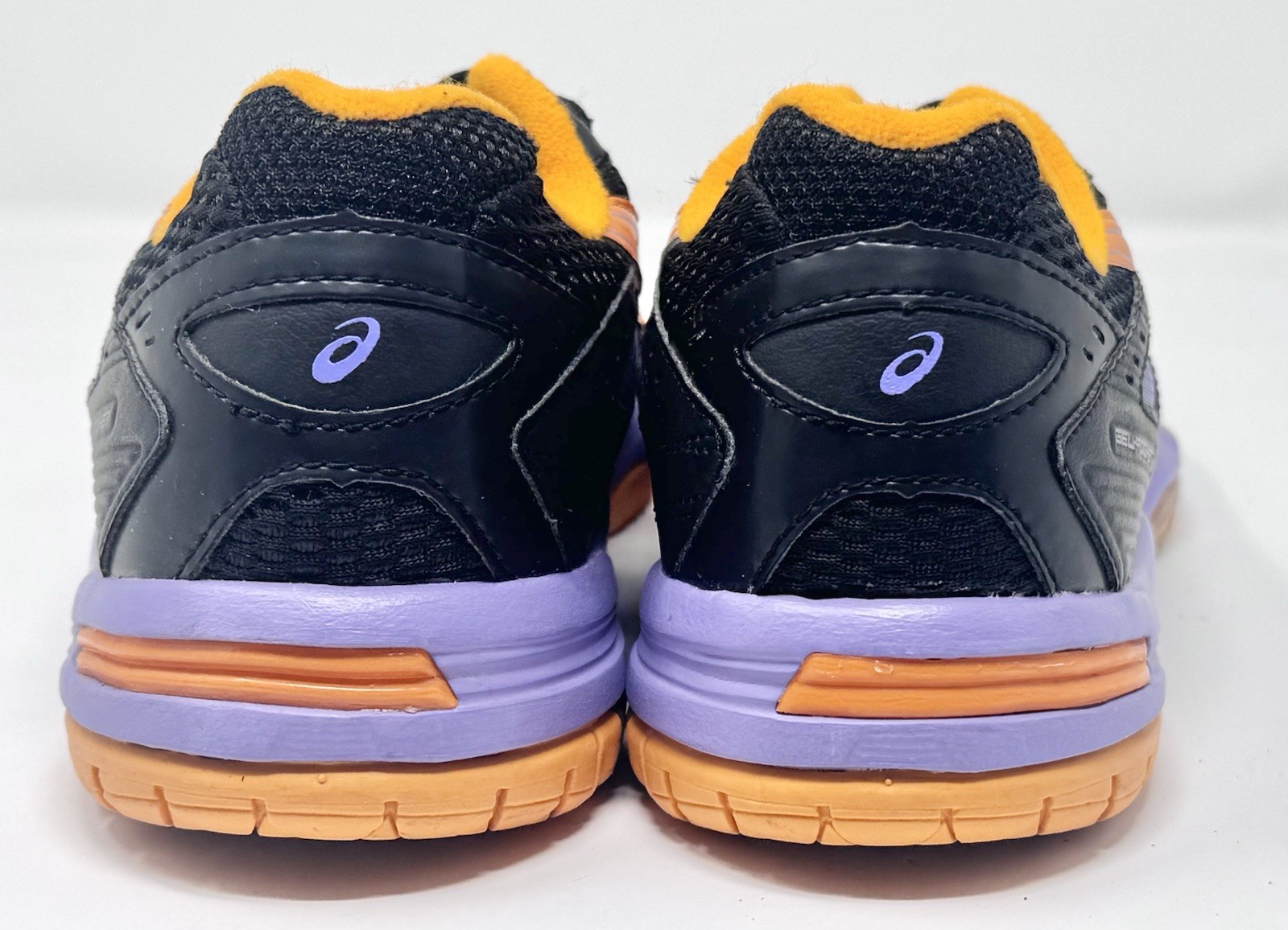Women’s Asics Gel-Rocket Black Mango Purple Tennis Shoes B257Q sz 6