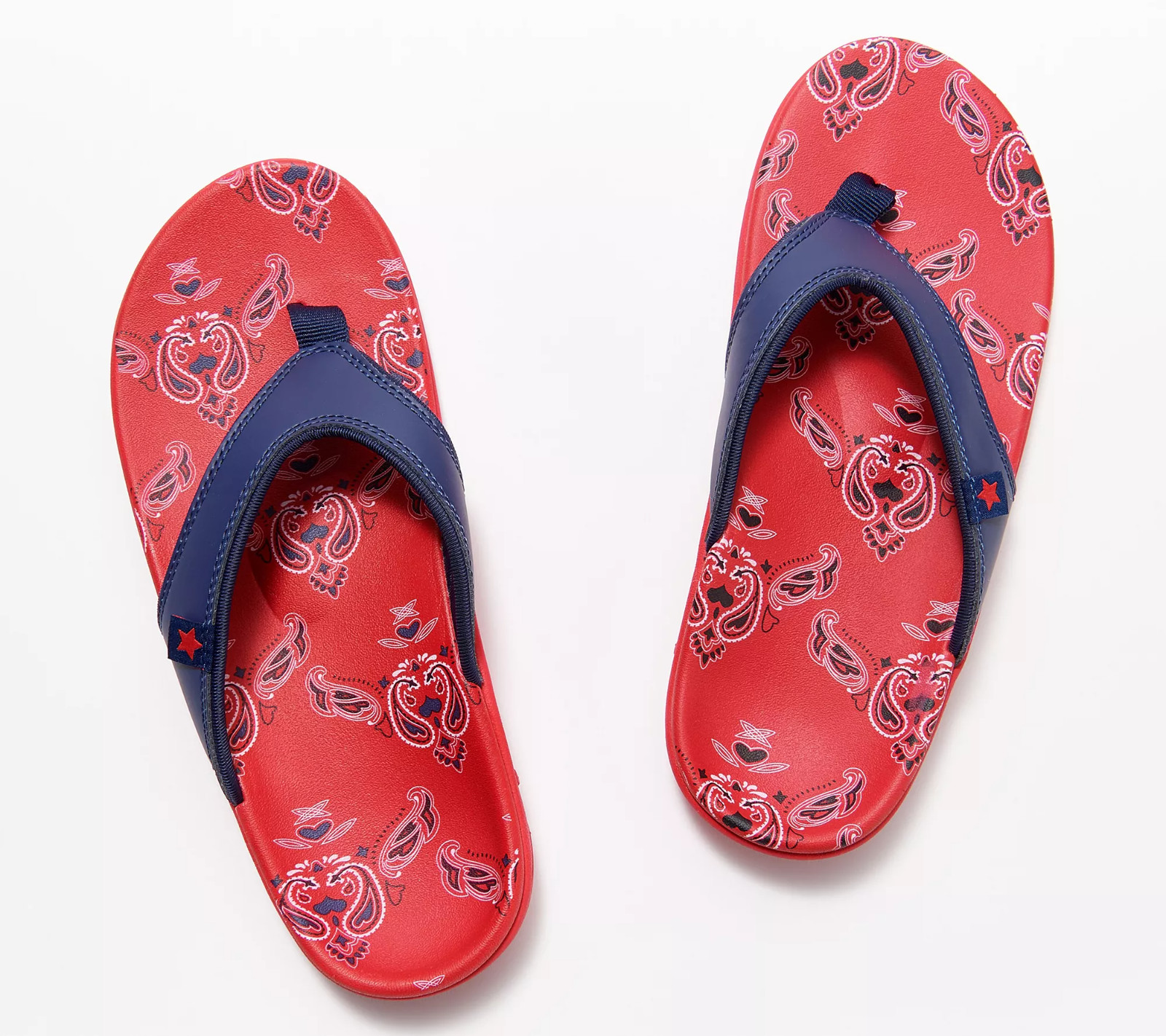 Spenco Sandal Thong Women Yumi Americana Navy/Red Flip Flop 9 Medium (M, B