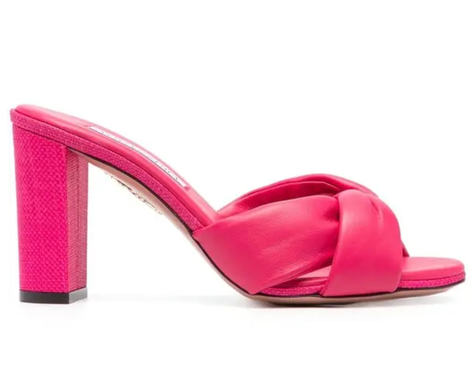 NIB Aquazzura Olie Fuchsia Pink Leather Raffia Trim Mule Sandals Pumps 38.5 $895