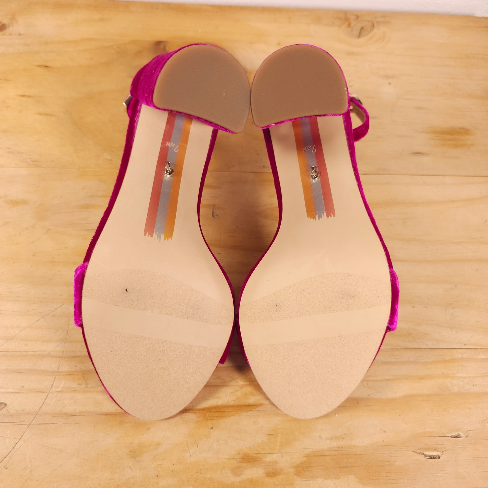 Sam Edelman Yaro Velvet Block Heel Sandals Raspberry Pink 7.5