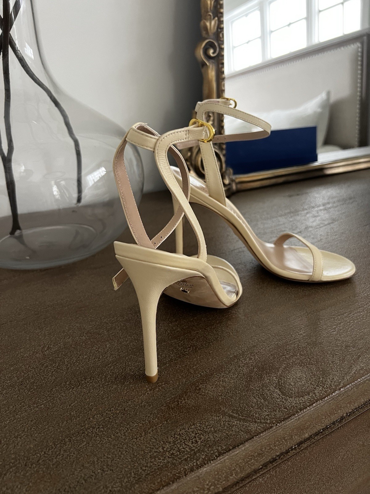 Stuart Weitzman Women’s Vanilla Strappy Ankle Strap Buckle Open Toe Stilettos