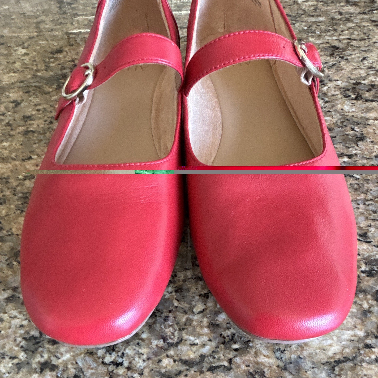 Naturalizer Women’s Red Leather Kelly Mary Jane Flats US 9.5 M New W/O Box