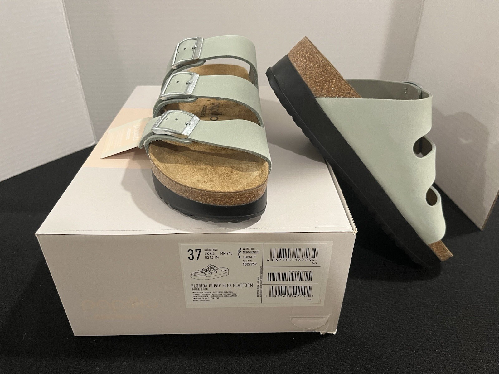 Birkenstock Papillio Florida Flex Platform Sandals Sage EUR 37, US 6.5