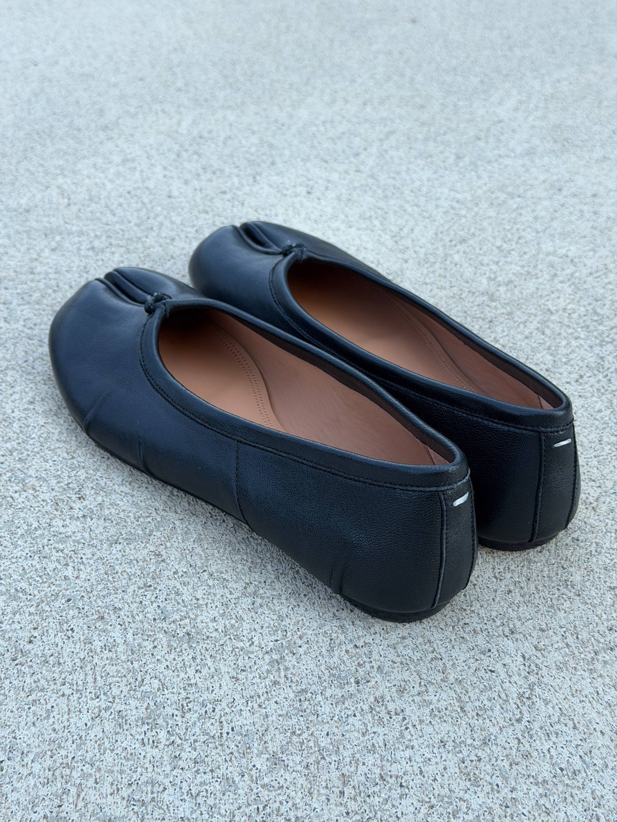 Maison Margiela Tabi Ballerina Flats Black Leather Size 40 EU Authentic