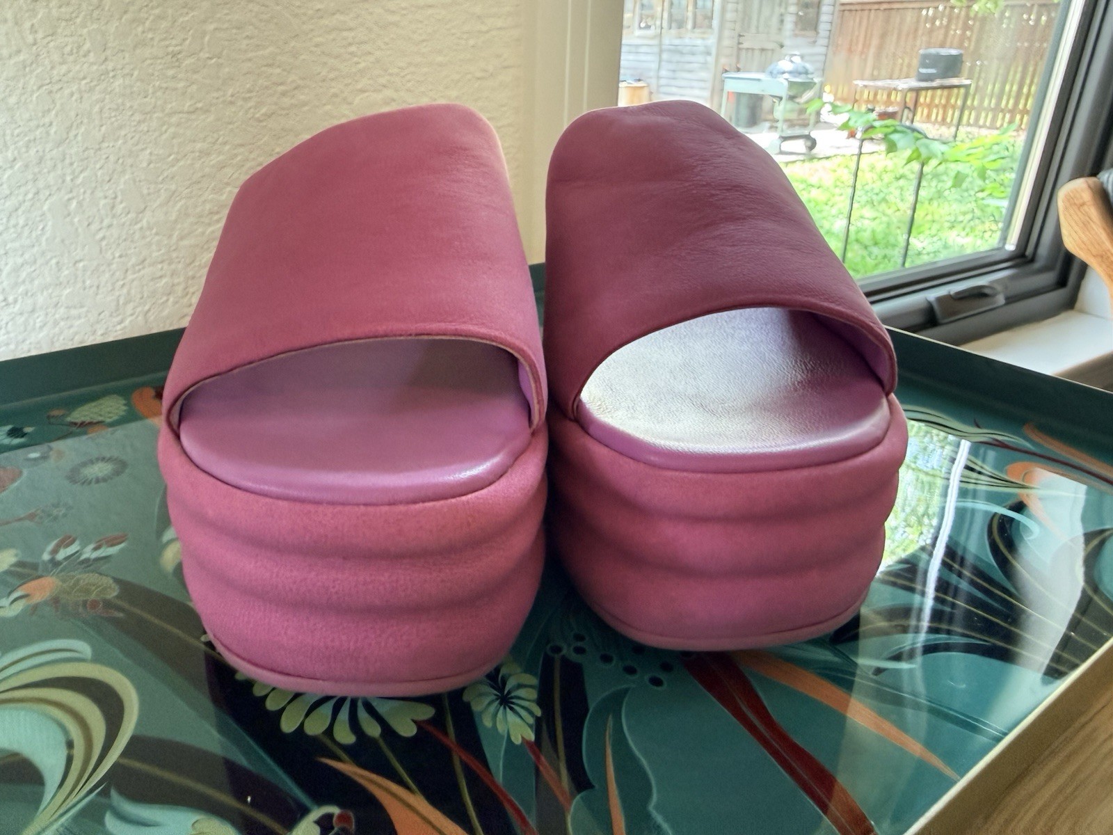 Free People Fuschia Harbor Suede Platform Slide 7.5 NEW