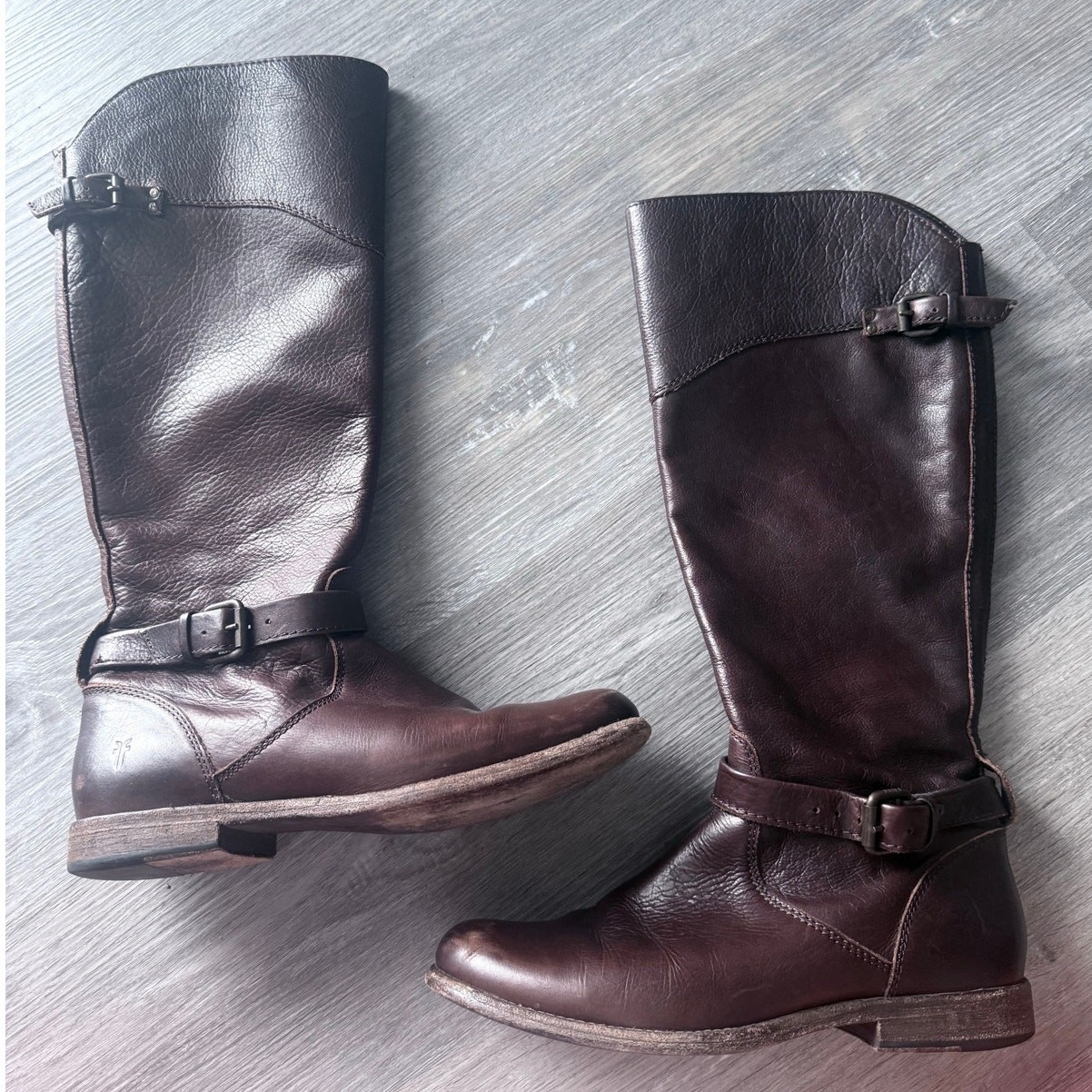 FRYE dark brown 100% leather knee high Phillip equestrian riding boots sz 10 B