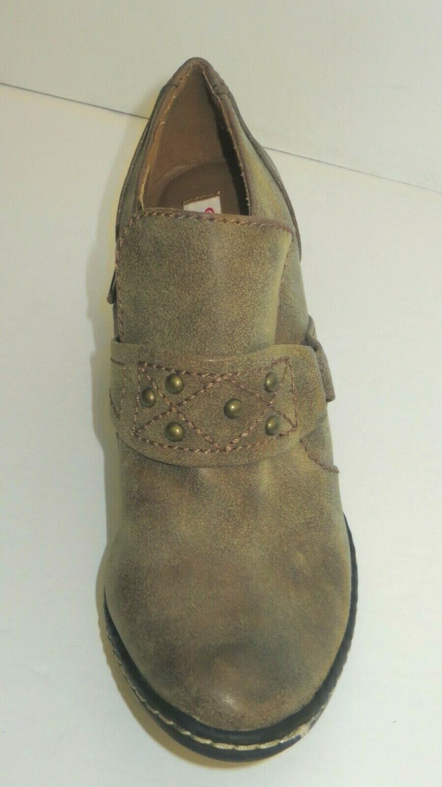 2 Lips Too Bootie Short Boots Womens Size 8M Brown Metal Studding Rock Retro Art