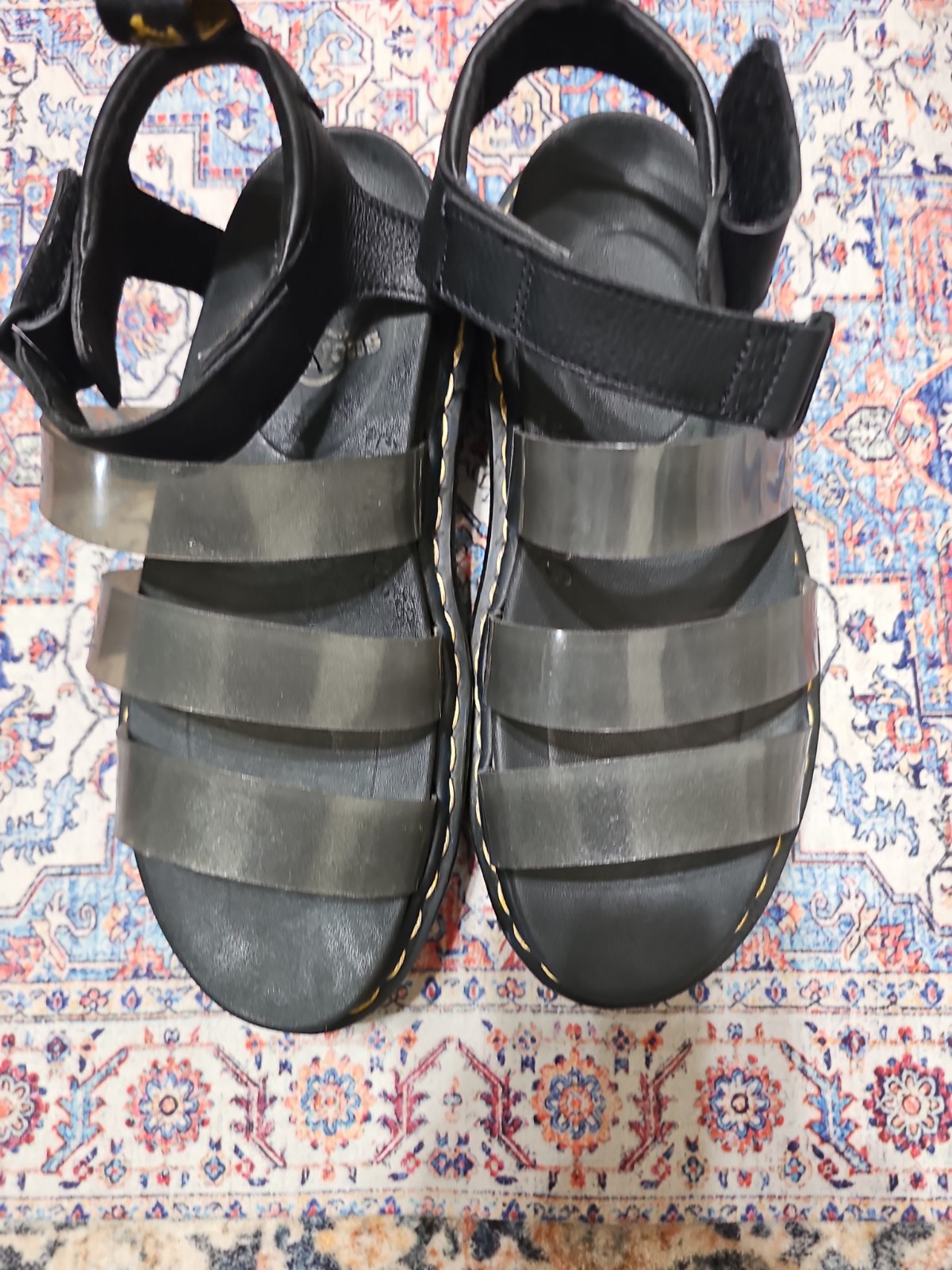 DR. MARTENS Blaire Jelly Black Platform Sandals Size 8 Soft Wair