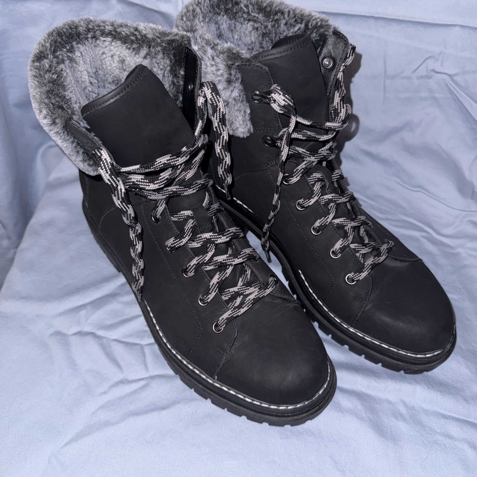 TIME AND TRU LADIES HIKER BOOTS SHOES SIZE 11 BLACK LACE UP STYLISH CASUAL .